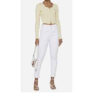 Abound Women's High Rise Straight Leg Sustainable Skinny Jeans in White Size 28
